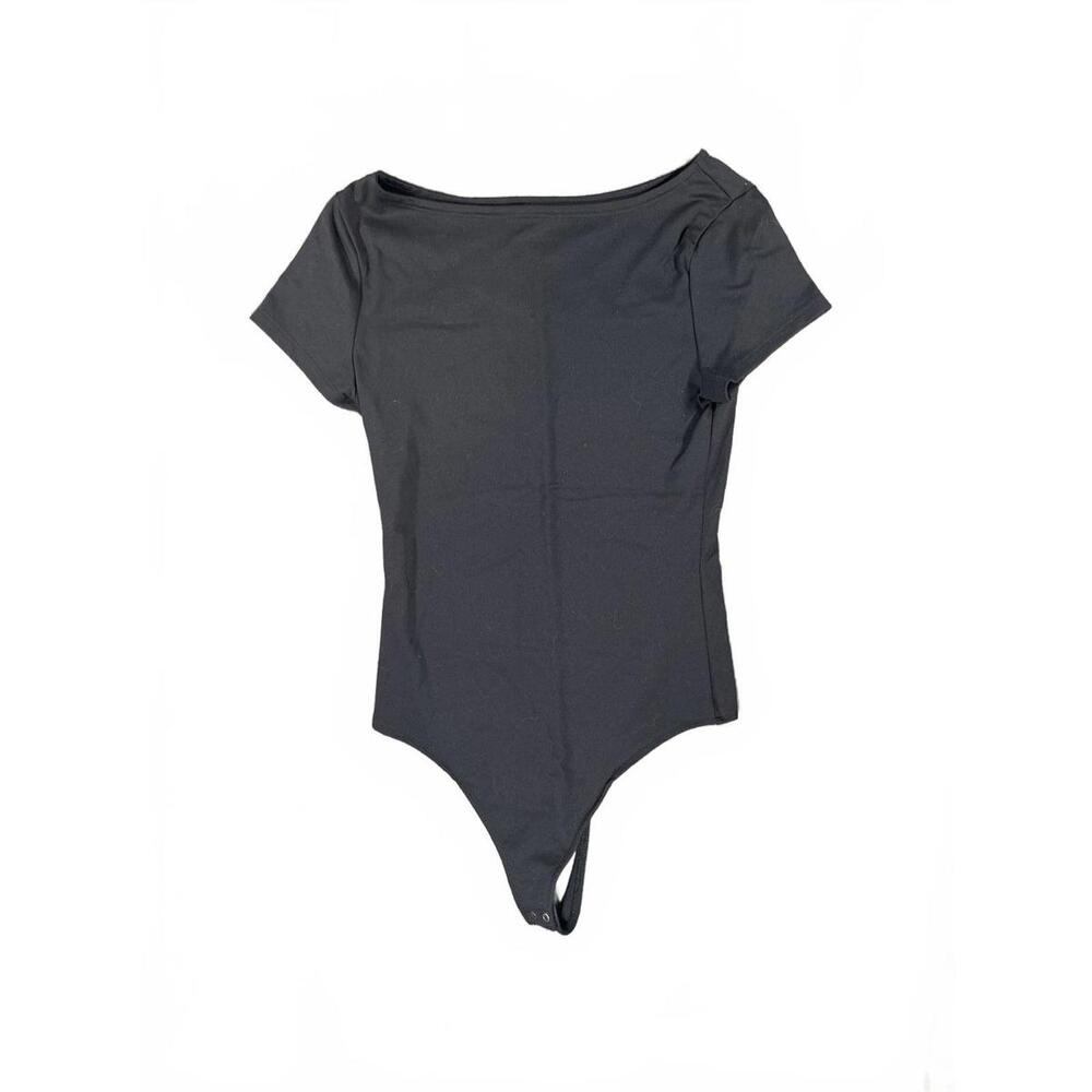 Women's Black Short Sleeve Bodysuit
